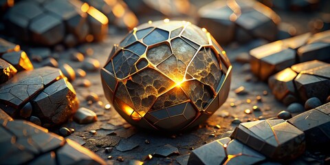 Geometric Sphere with Golden Accents