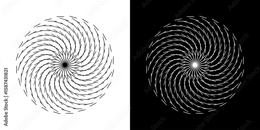 Fototapete abstract background with line pattern forming circle. spiral art design as logo or icon. black lines