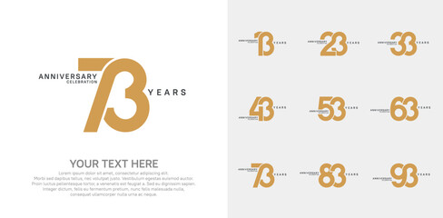 Anniversary logo set vector design, brown color for celebration event