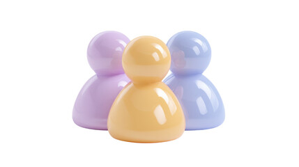 Three Pastel User Icons on Transparent Background