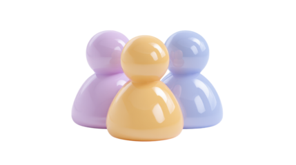 Three Pastel User Icons on Transparent Background