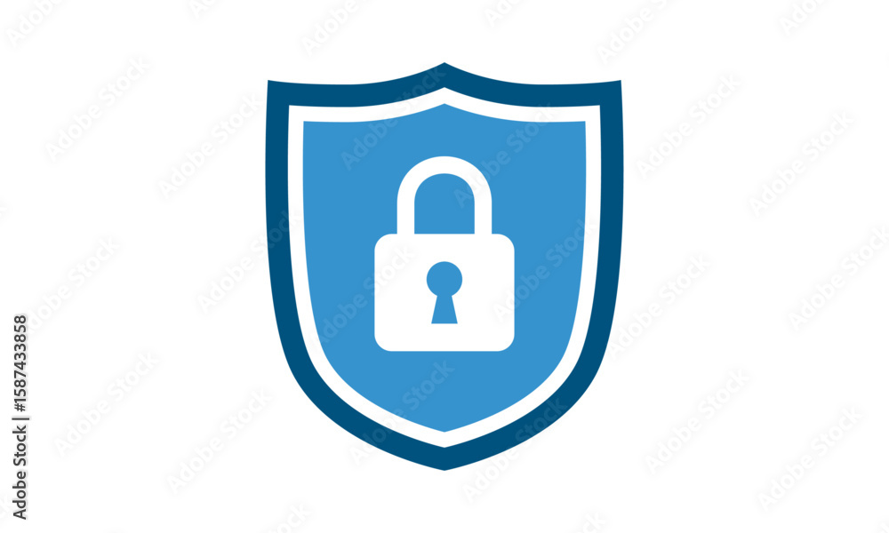 Fototapete secure internet icon. protective shield sign digital security with the image of a padlock. symbol se
