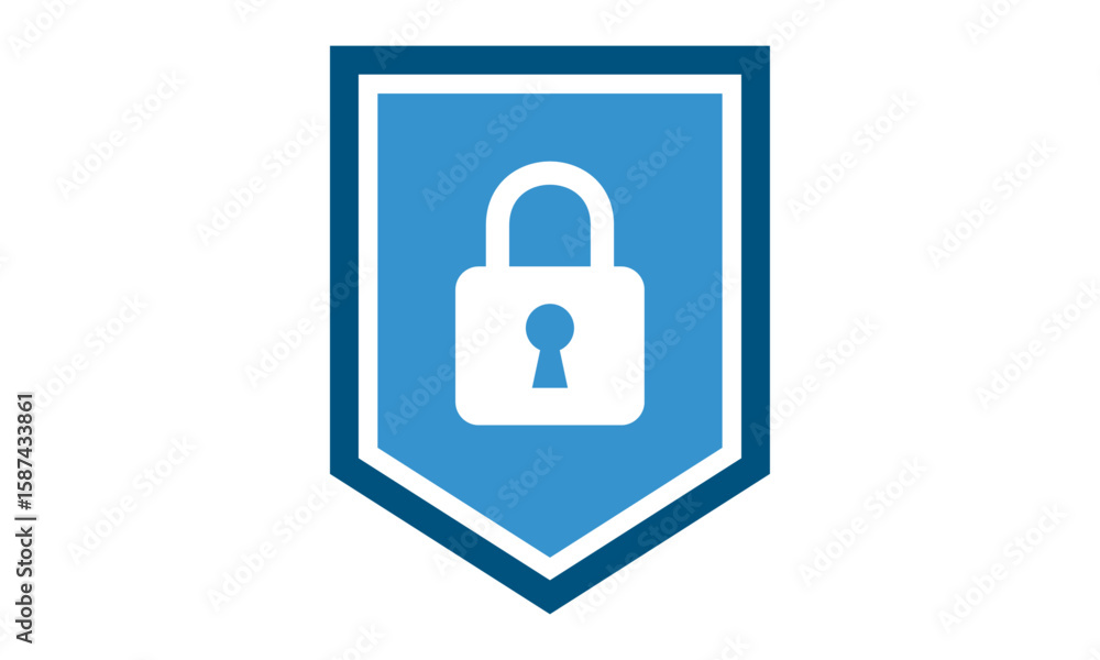 Fototapete secure internet icon. protective shield sign digital security with the image of a padlock. symbol se
