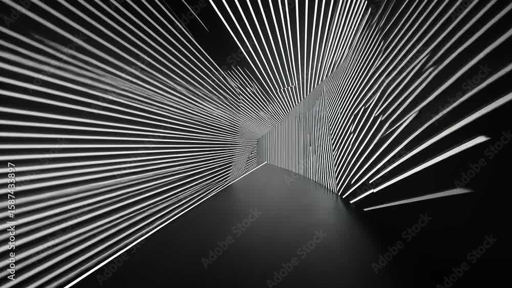 Aufkleber abstract geometric design with white lines converging in a dark space, creating a sense of depth