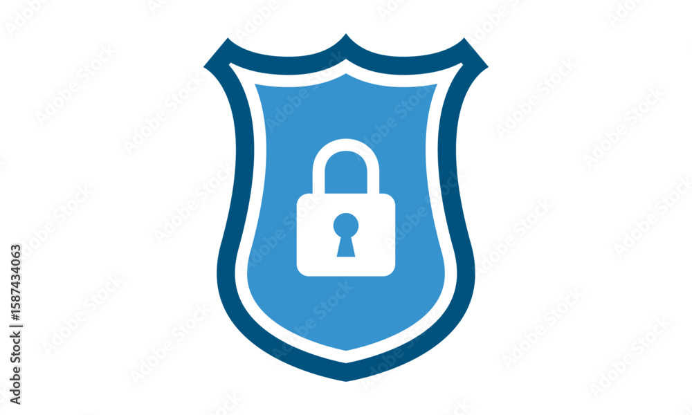 Fototapete secure internet icon. protective shield sign digital security with the image of a padlock. symbol se