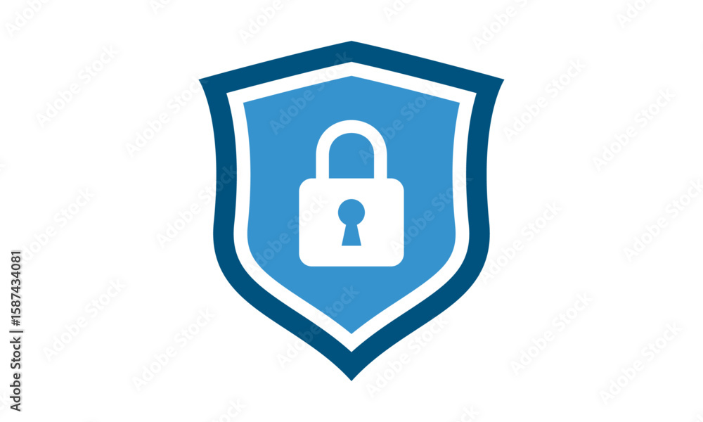 Fototapete secure internet icon. protective shield sign digital security with the image of a padlock. symbol se