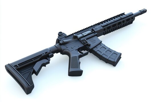 Ruger AR-556 isolated in 3d cartoon character on white background