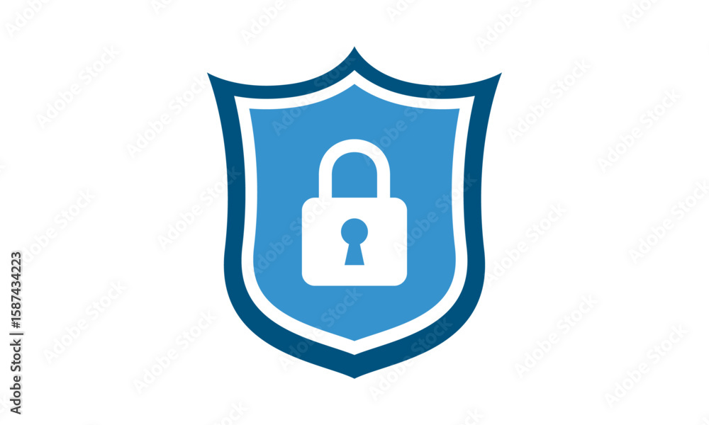 Fototapete secure internet icon. protective shield sign digital security with the image of a padlock. symbol se