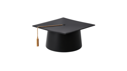 Black Graduation Cap on Transparent Background