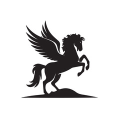Fototapeta premium Mystical Pegasus Silhouette A Symbol of Freedom and Grace - An illustration of a winged horse, capturing its strength and ethereal beauty in a sleek, minimalist design.