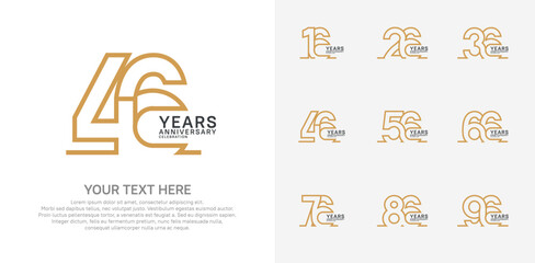 Anniversary logo set vector design, brown color for celebration event