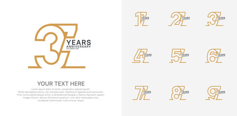 Anniversary logo set vector design, brown color for celebration event