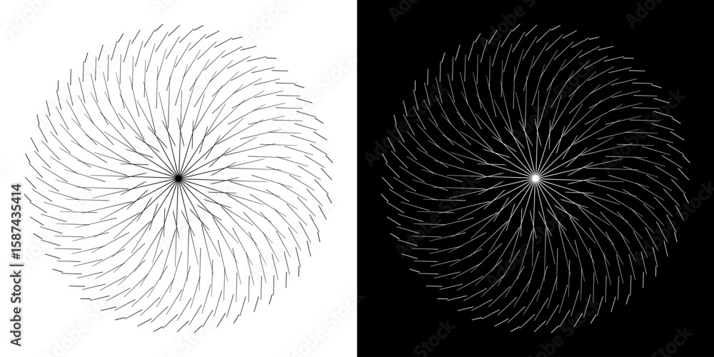 Fototapete abstract background with line pattern forming circle. spiral art design as logo or icon. black lines