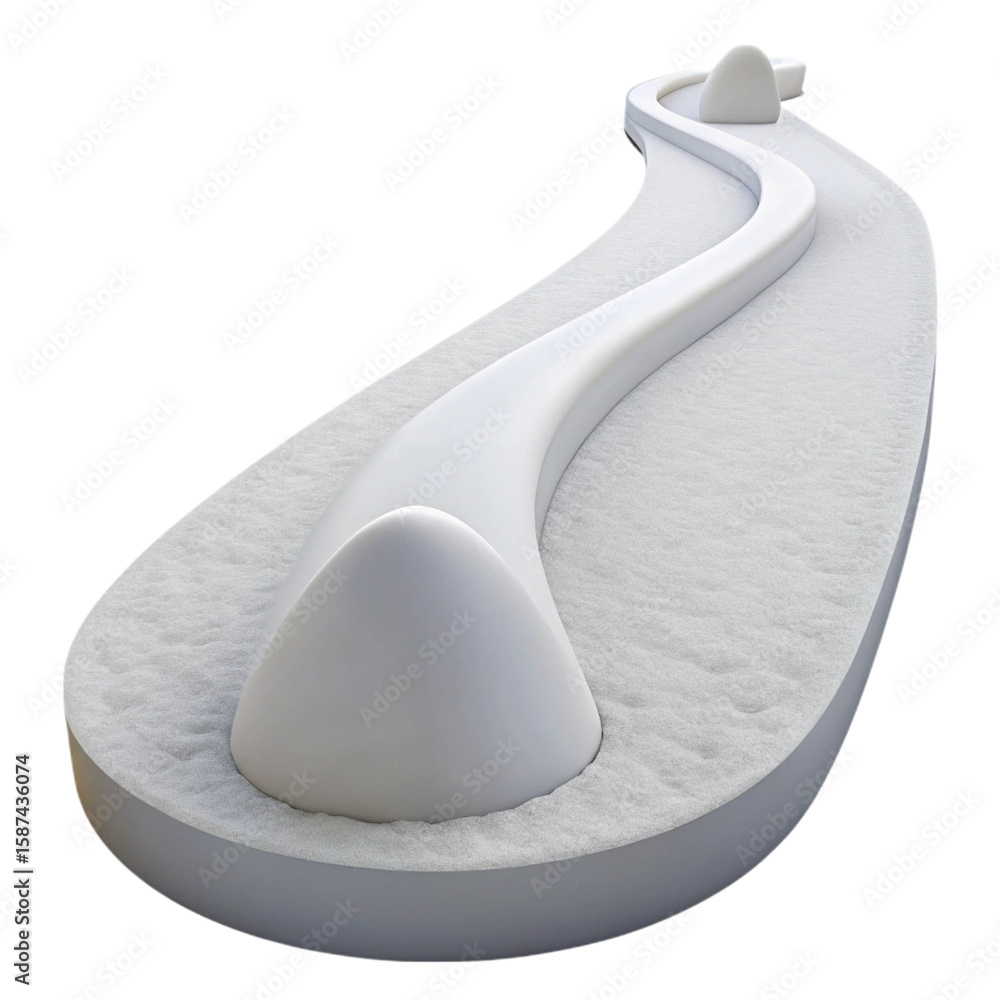 Poster 3d render of a minimalist white sculpture with smooth curved structures against black background
