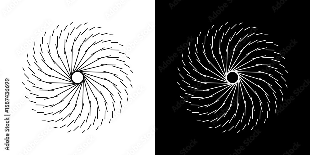 Fototapete abstract background with line pattern forming circle. spiral art design as logo or icon. black lines