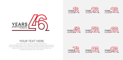 Anniversary logo set vector design, red color for celebration event