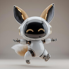 Futuristic Robot Fox Animal: Whimsical Cute Design in 3D Rendered Digital Art with Sci-Fi and Kawaii Aesthetic