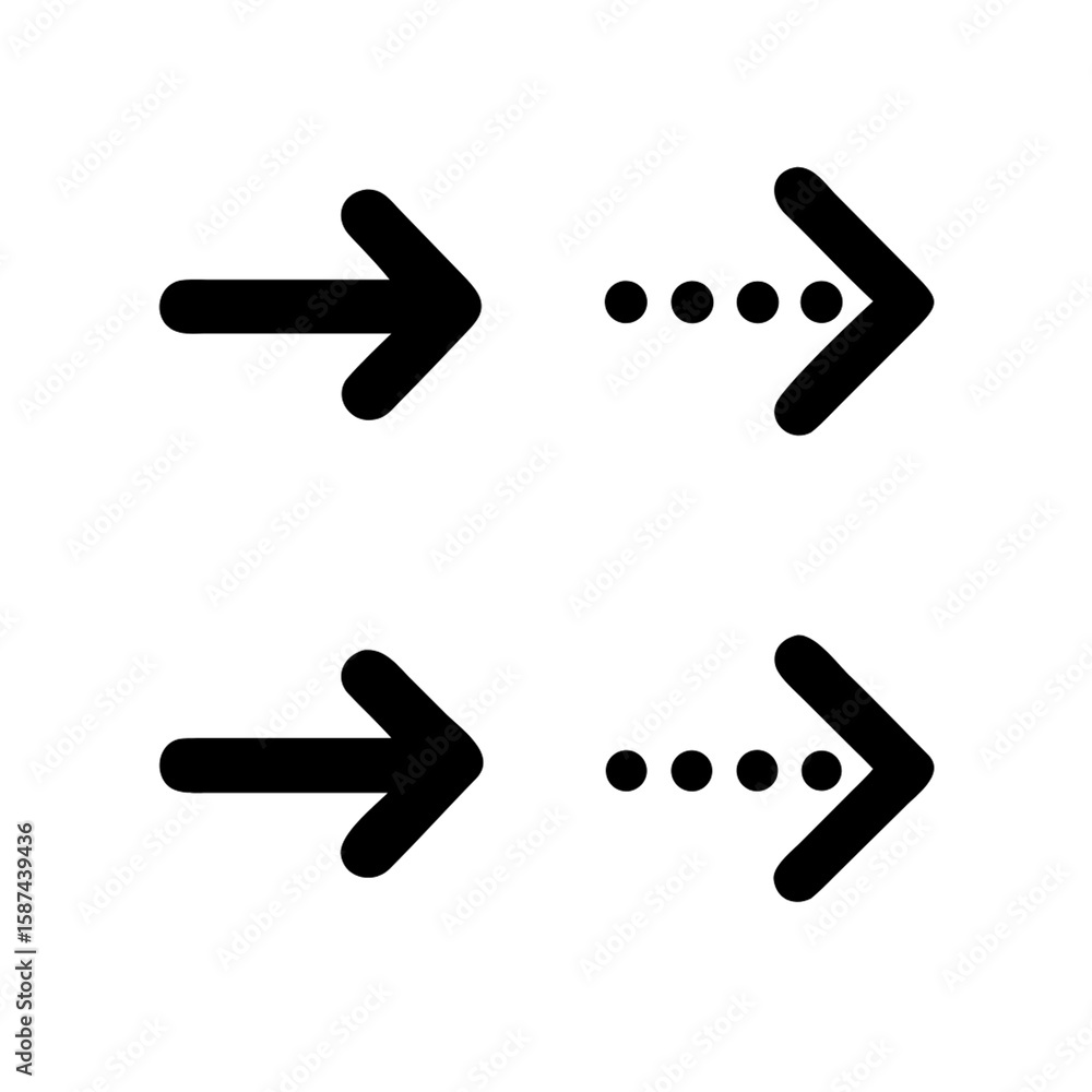Poster illustration of two pairs of arrows indicating direction and progress in a sequence isolated on tran