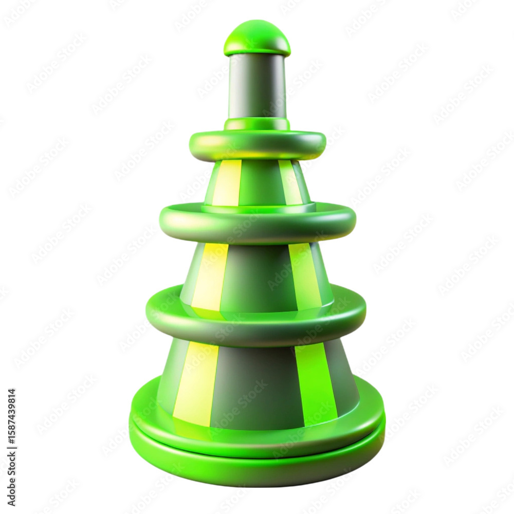 Poster 3d rendered abstract green structure isolated on a black background for visual design