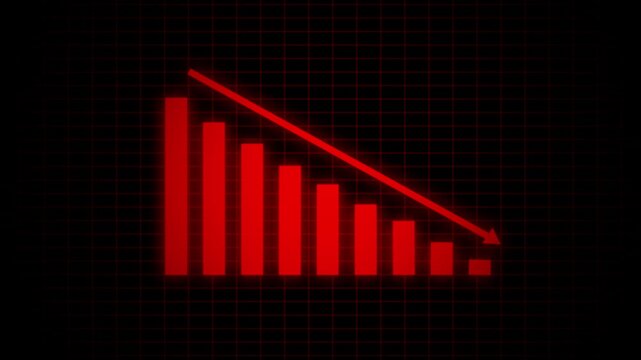 Down graph icon designed in flat icon style, business or finance concept. business graph arrow decreased.