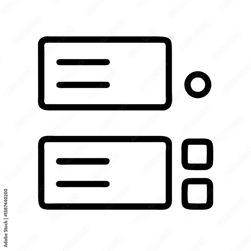 Poster illustration of checklist icons with lines and checkboxes isolated on transparent background