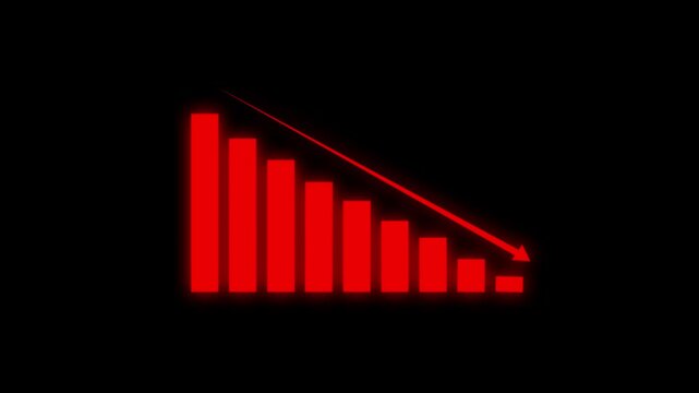 Down graph icon designed in flat icon style, business or finance concept. business graph arrow decreased.