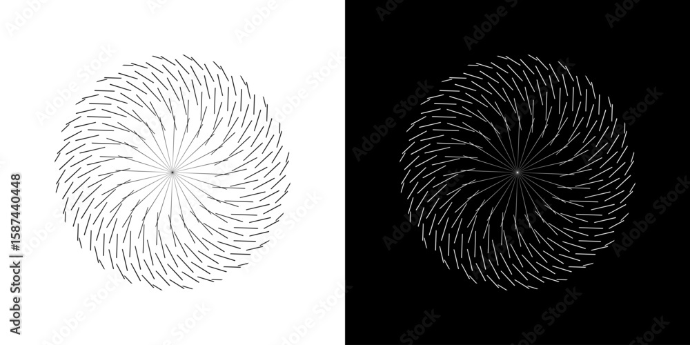 Fototapete abstract background with line pattern forming circle. spiral art design as logo or icon. black lines