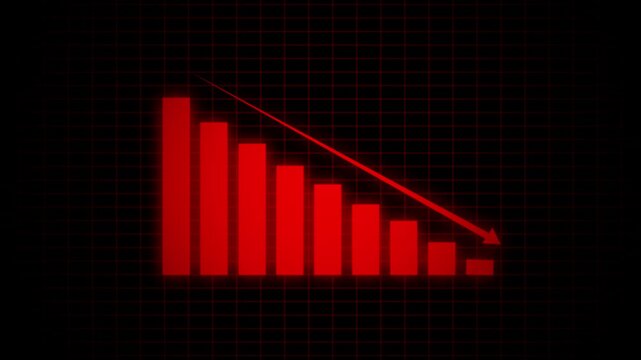 Down graph icon designed in flat icon style, business or finance concept. business graph arrow decreased.