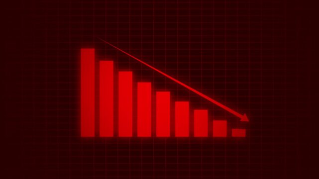 Down graph icon designed in flat icon style, business or finance concept. business graph arrow decreased.