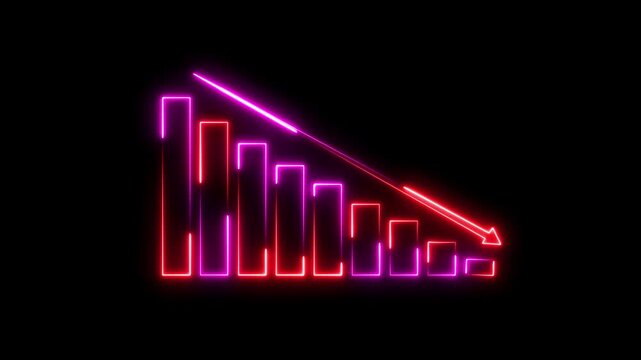 Down graph icon designed in flat icon style, business or finance concept. business graph arrow decreased.