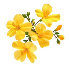 Fototapeta premium Vibrant yellow tecoma stans flowers isolated on a white background png ai generated