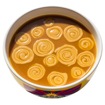 Traditional Tibetan butter tea in bowl