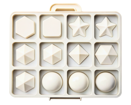 Silicone ice mold for making geometric-shaped ice cubes for drinks on a transparent background