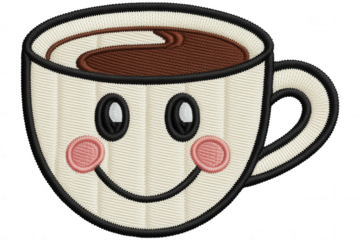 Smiling coffee cup with pink cheeks cute cartoon