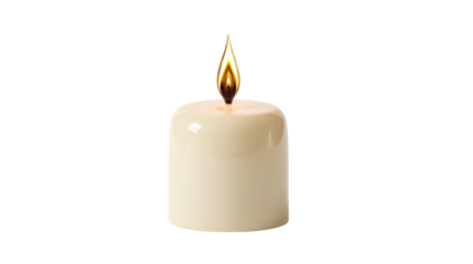 Cream Colored LED Candle Flame on Transparent Background