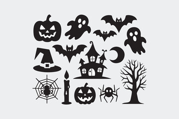 halloween spooky set illustration vector
