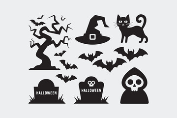 halloween spooky set illustration vector