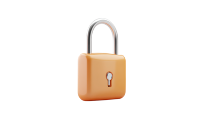 Orange Padlock 3D Render on Transparent Background