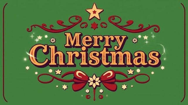 Festive Merry Christmas animation with decorative elements and magical sparkling trails