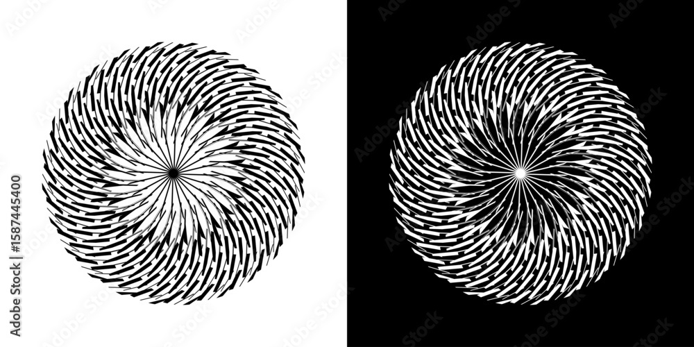 Fototapete abstract background with line pattern forming circle. spiral art design as logo or icon. black lines