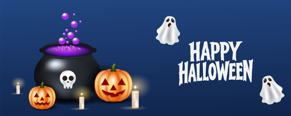 Happy Halloween posters, cards, banner with night clouds pumpkins Full moon and flying bat in paper cut style. collection of Halloween background, flayer, cover, Brochure with copy space for ads promo