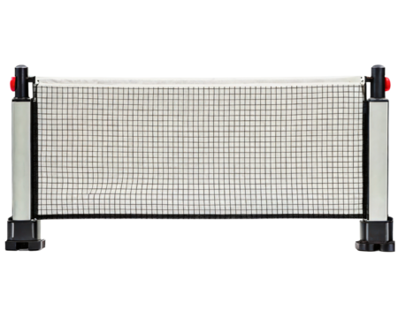 Portable and retractable table tennis net for any tabletop on a transparent background