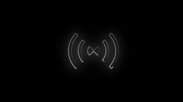 Abstract Glowing Hotspot Icon Animation for Wireless Internet Sharing, Mobile Tethering, Connectivity UI, and Futuristic Network Interface Design. Looping Neon Signal Animation