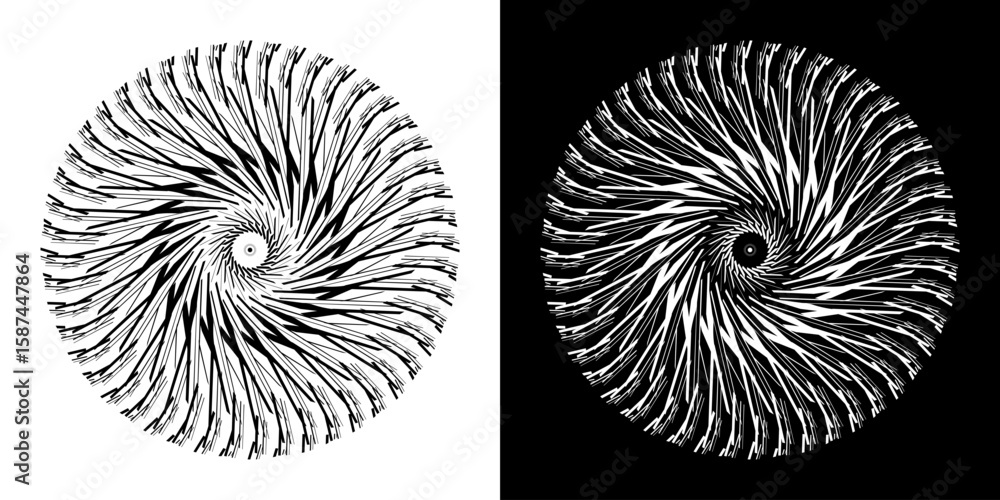 Fototapete abstract background with line pattern forming circle. spiral art design as logo or icon. black lines