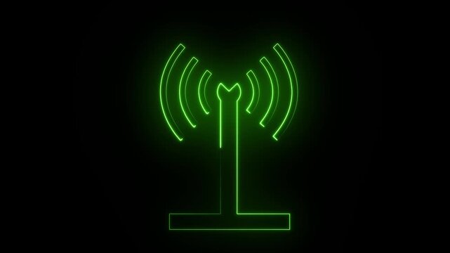 Abstract Glowing Hotspot Icon Animation for Wireless Internet Sharing, Mobile Tethering, Connectivity UI, and Futuristic Network Interface Design. Looping Neon Signal Animation