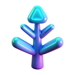 3d rendered neon christmas tree with gradient color and black background for the holidays