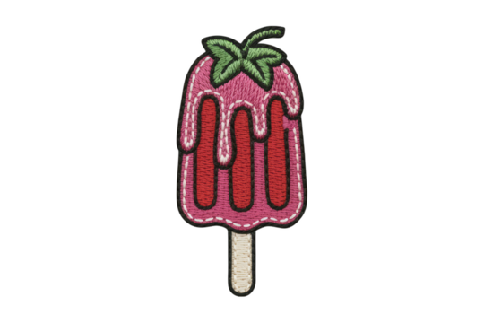 Strawberry popsicle embroidery patch ice pop frozen treat