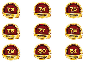Anniversary 3D Icon Set With Golden Badge Transparent Background