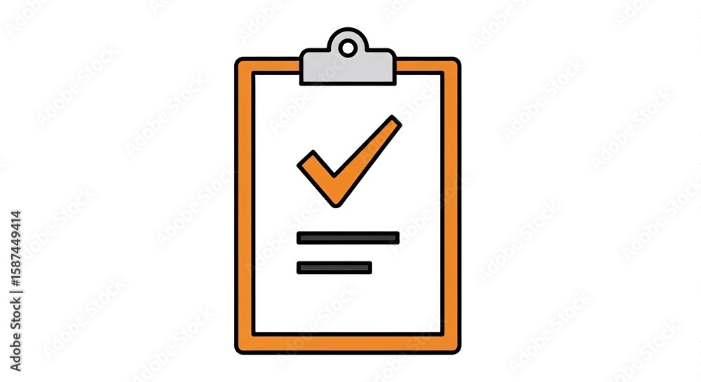 Poster a simple illustration of a clipboard with a checked box and lines.