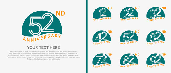 Fototapeta premium logo anniversary set. green color with half circle on white background for special event